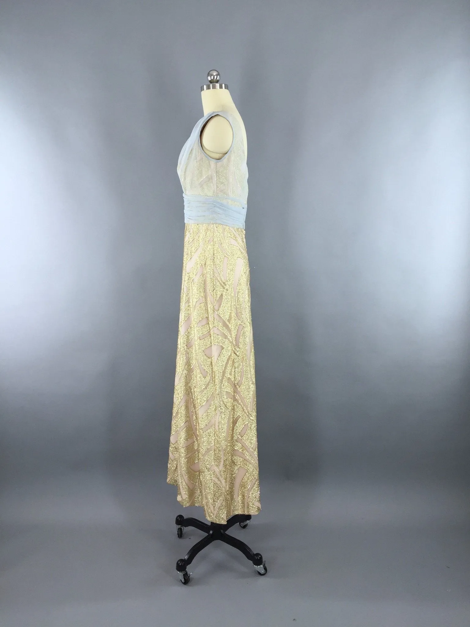 Vintage 1960s Grecian Goddess Gold Maxi Dress by Rose Taft for Helen Siki