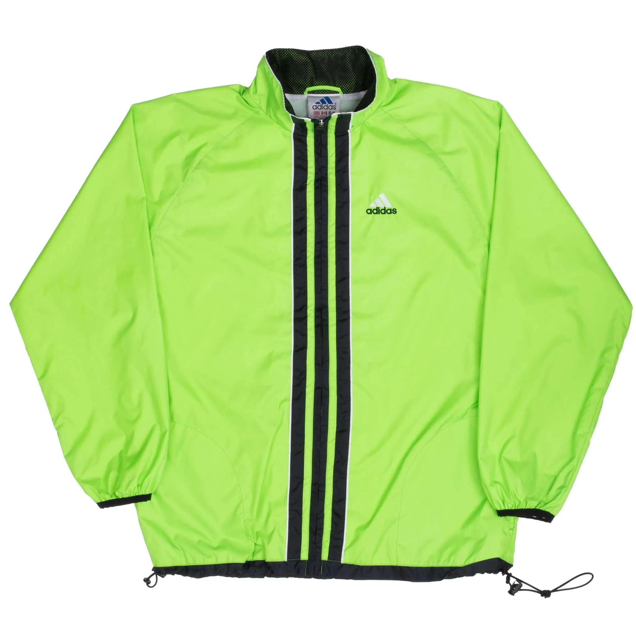 VINTAGE ADIDAS NEON GREEN WINDBREAKER JACKET 1990S LARGE