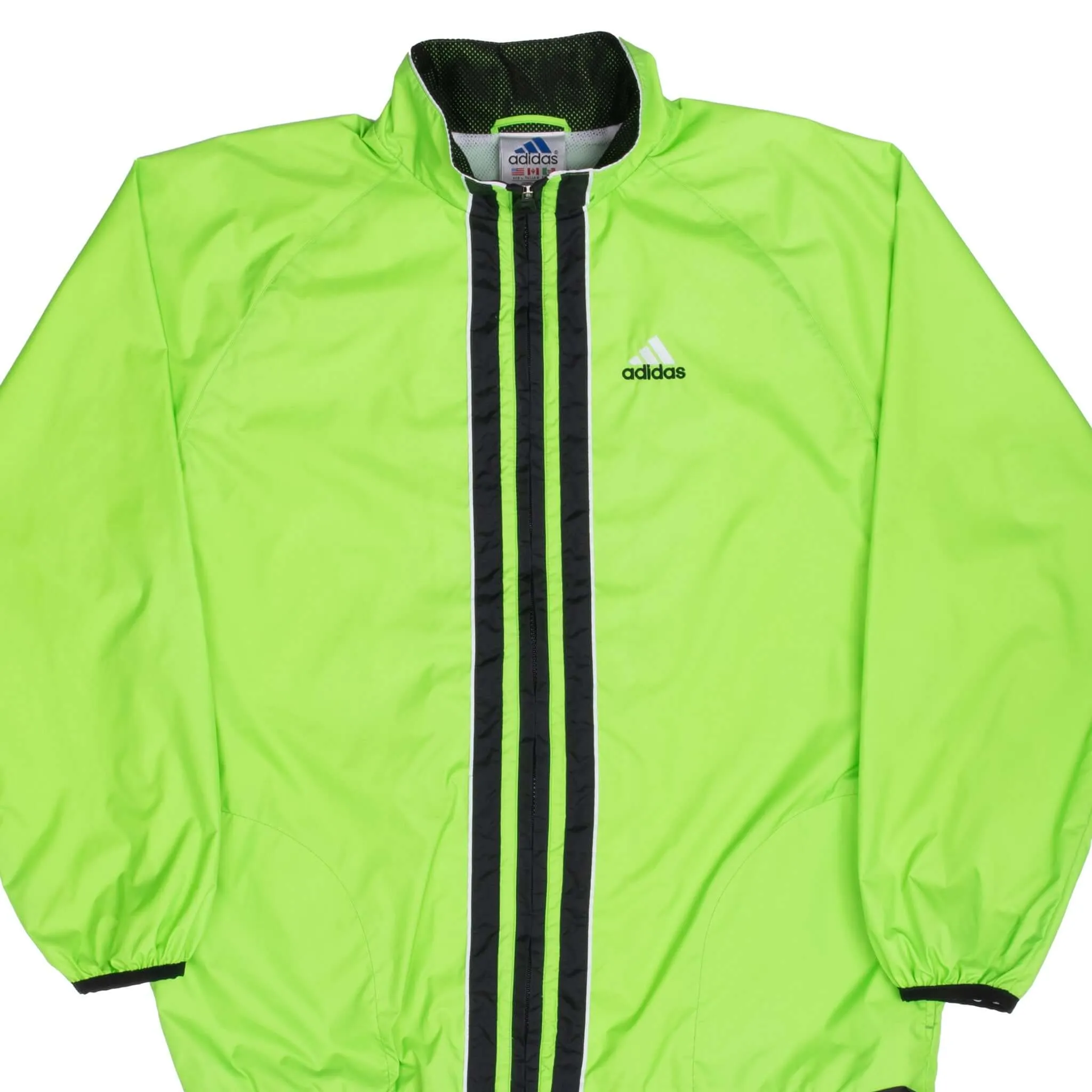 VINTAGE ADIDAS NEON GREEN WINDBREAKER JACKET 1990S LARGE