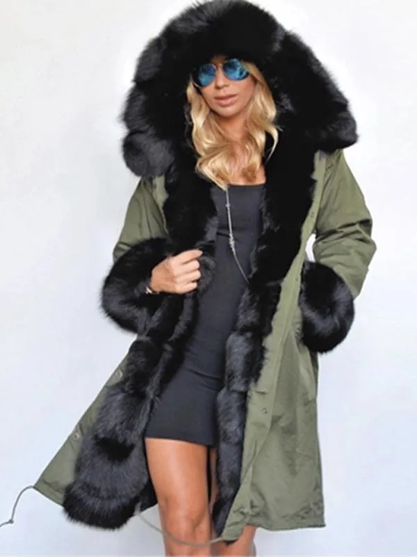 Warm Fur Collar Hoodie Jacket Windbreaker Coat Outwear