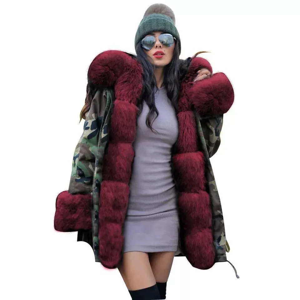 Warm Fur Collar Hoodie Jacket Windbreaker Coat Outwear