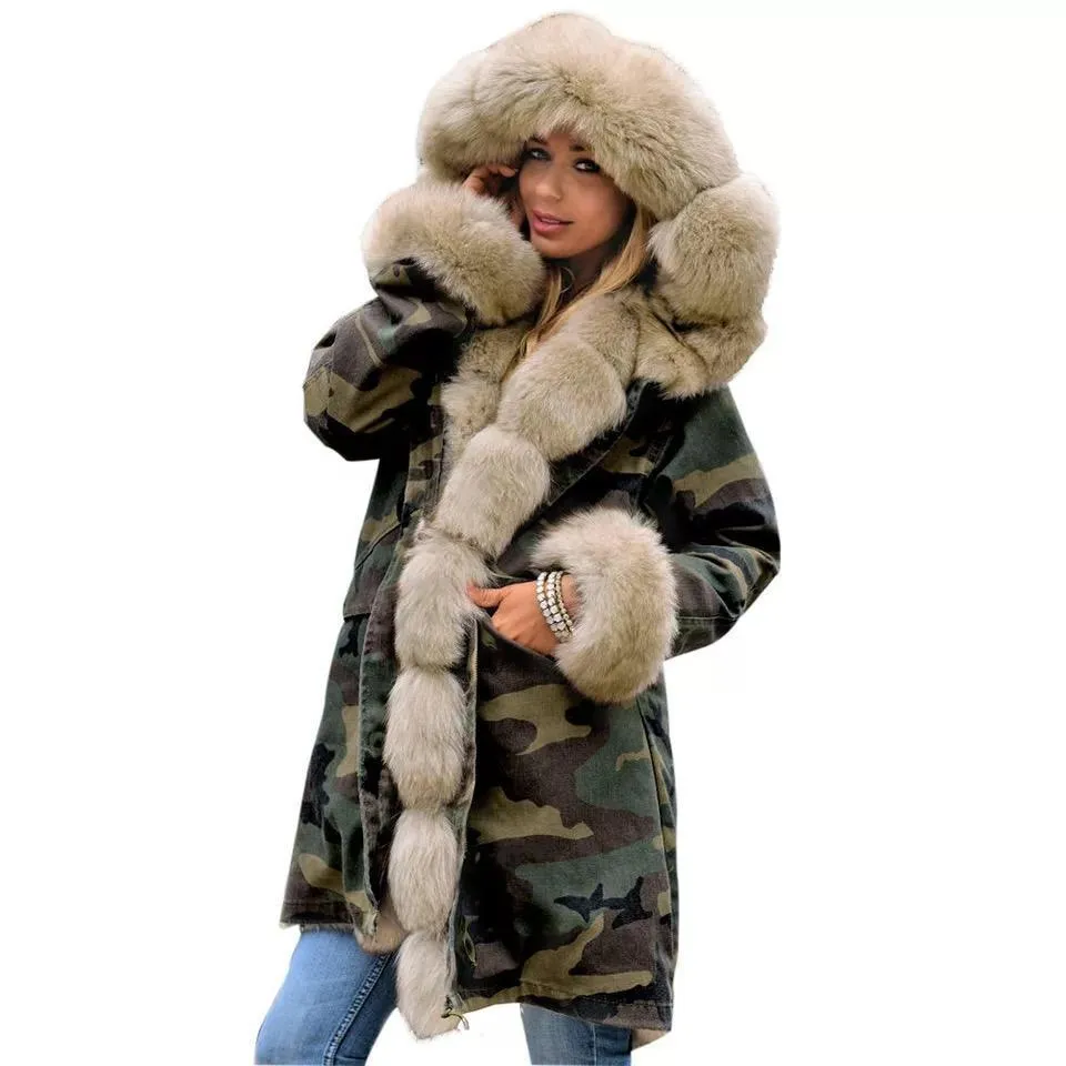 Warm Fur Collar Hoodie Jacket Windbreaker Coat Outwear