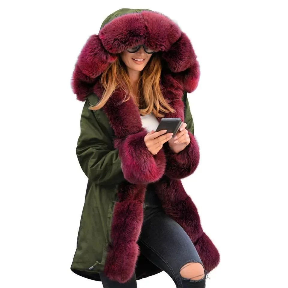 Warm Fur Collar Hoodie Jacket Windbreaker Coat Outwear