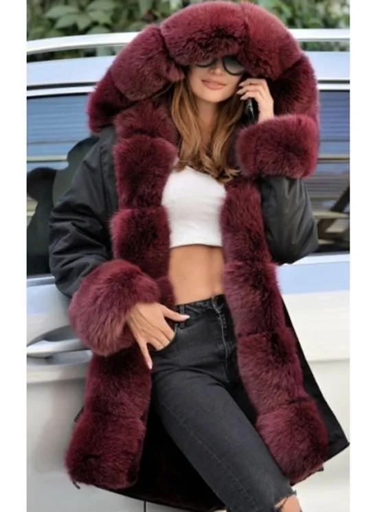 Warm Fur Collar Hoodie Jacket Windbreaker Coat Outwear