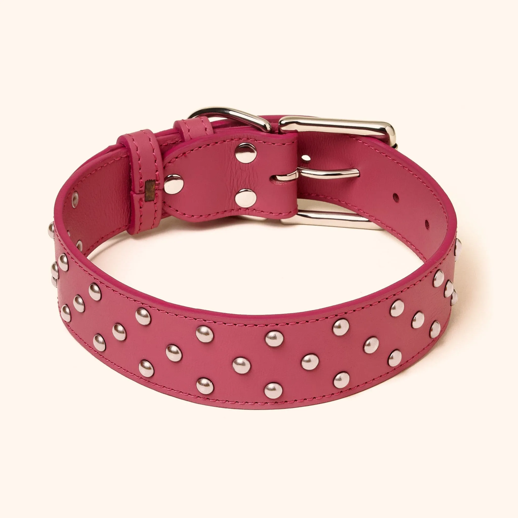 Wide Leather Studded Collar