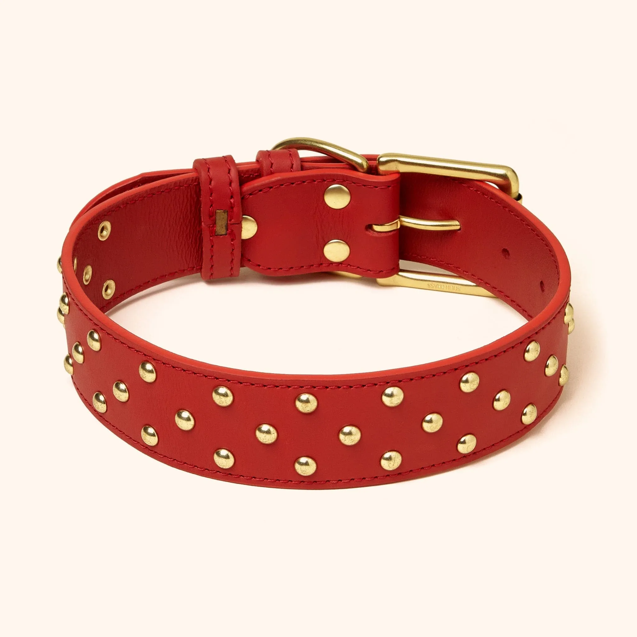 Wide Leather Studded Collar