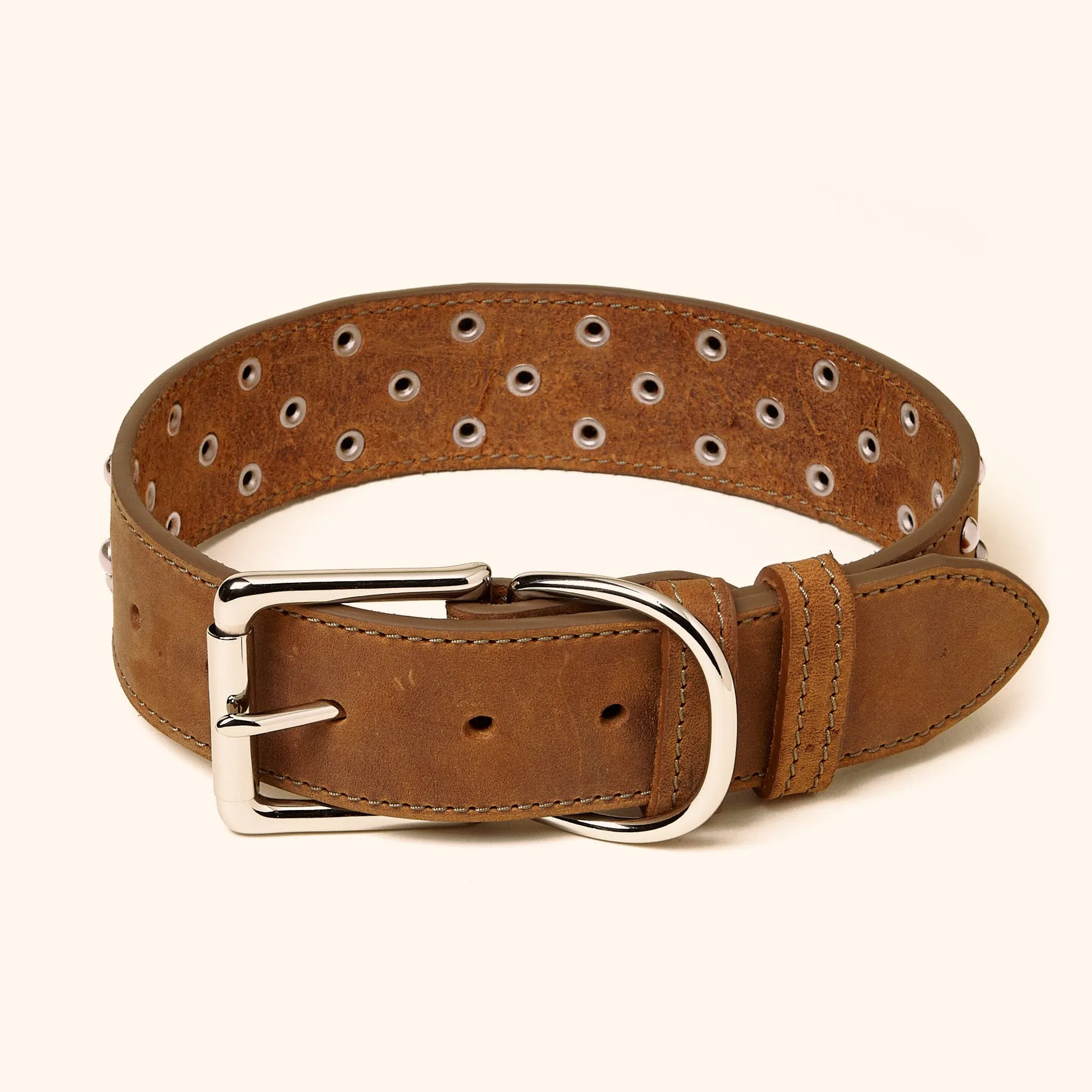 Wide Leather Studded Collar