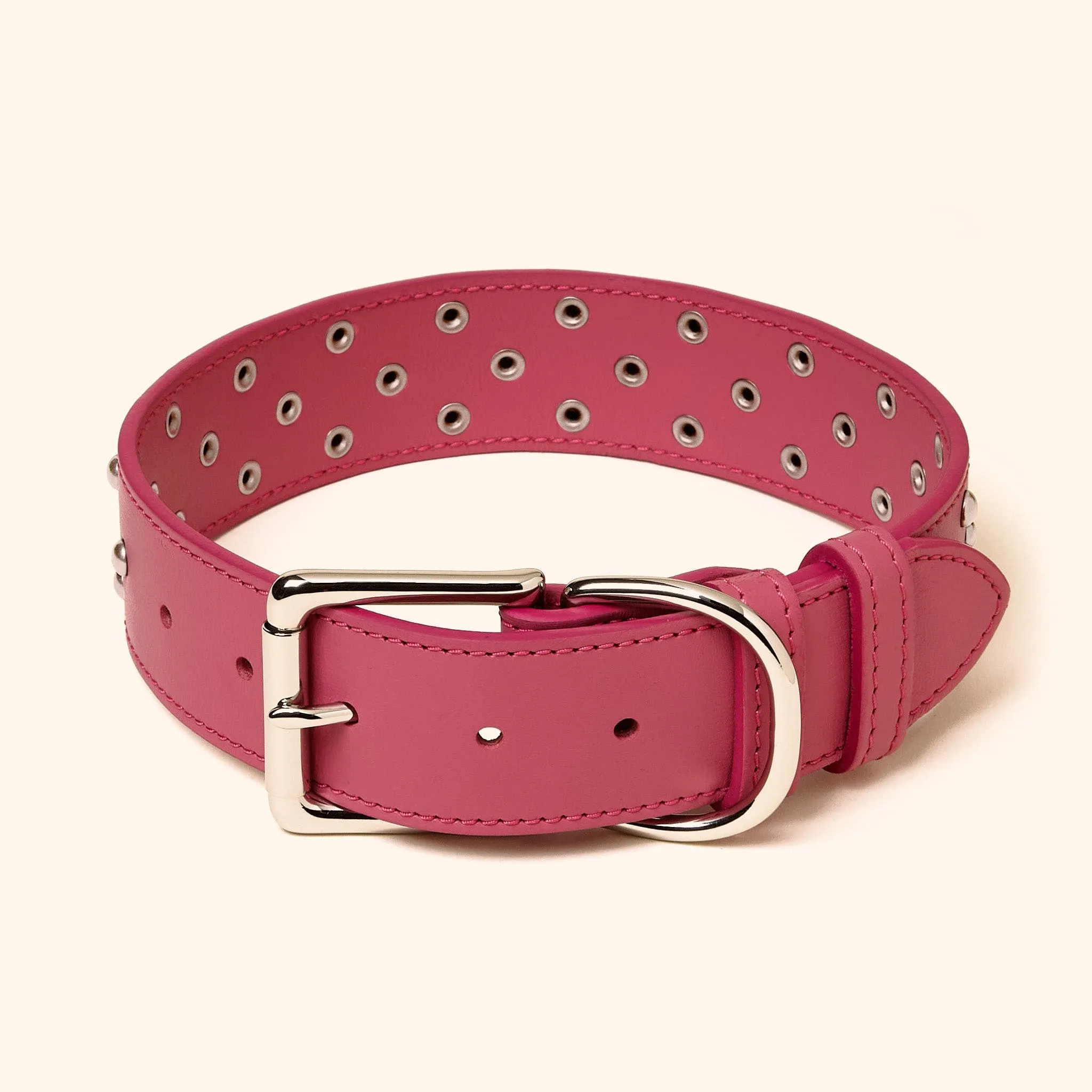 Wide Leather Studded Collar