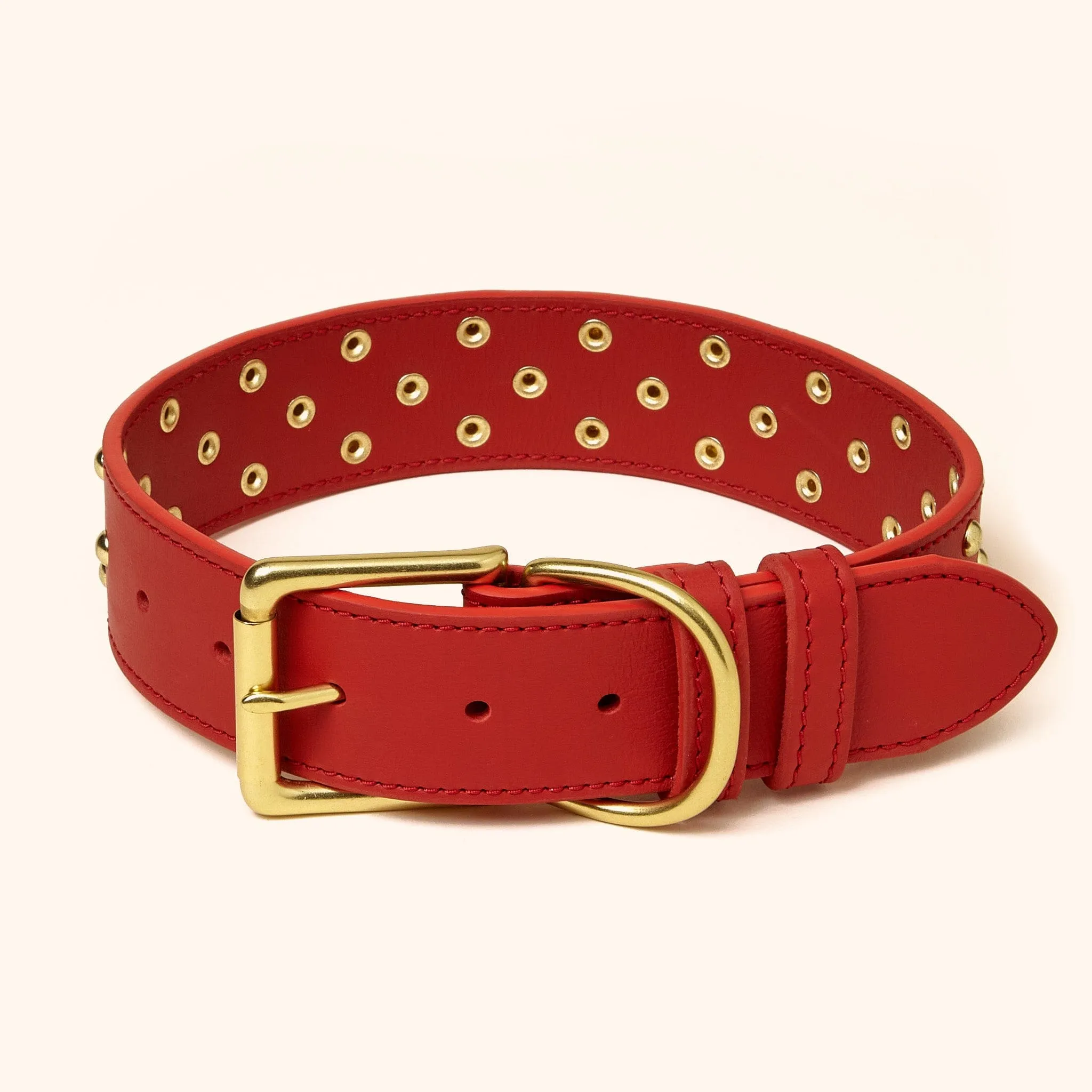 Wide Leather Studded Collar