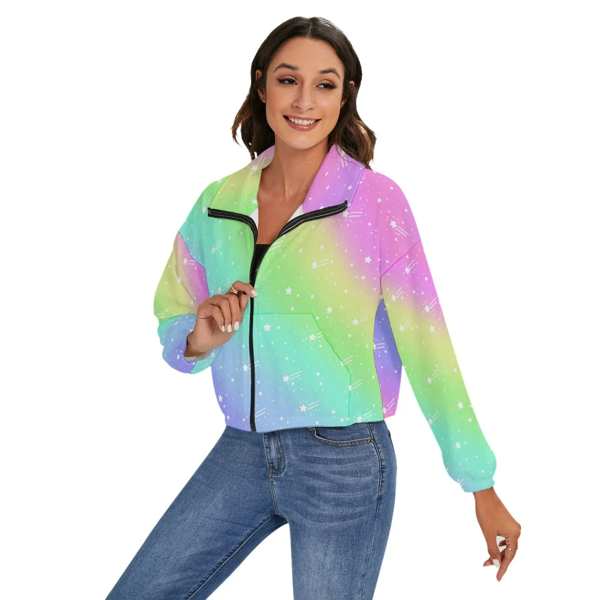 Wishful Rainbow Women's French Terry Zip Jacket