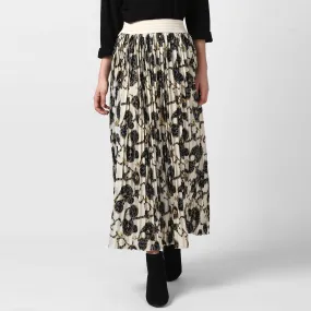 Women's Cream Chain Print Pleated Skirt - StyleStone