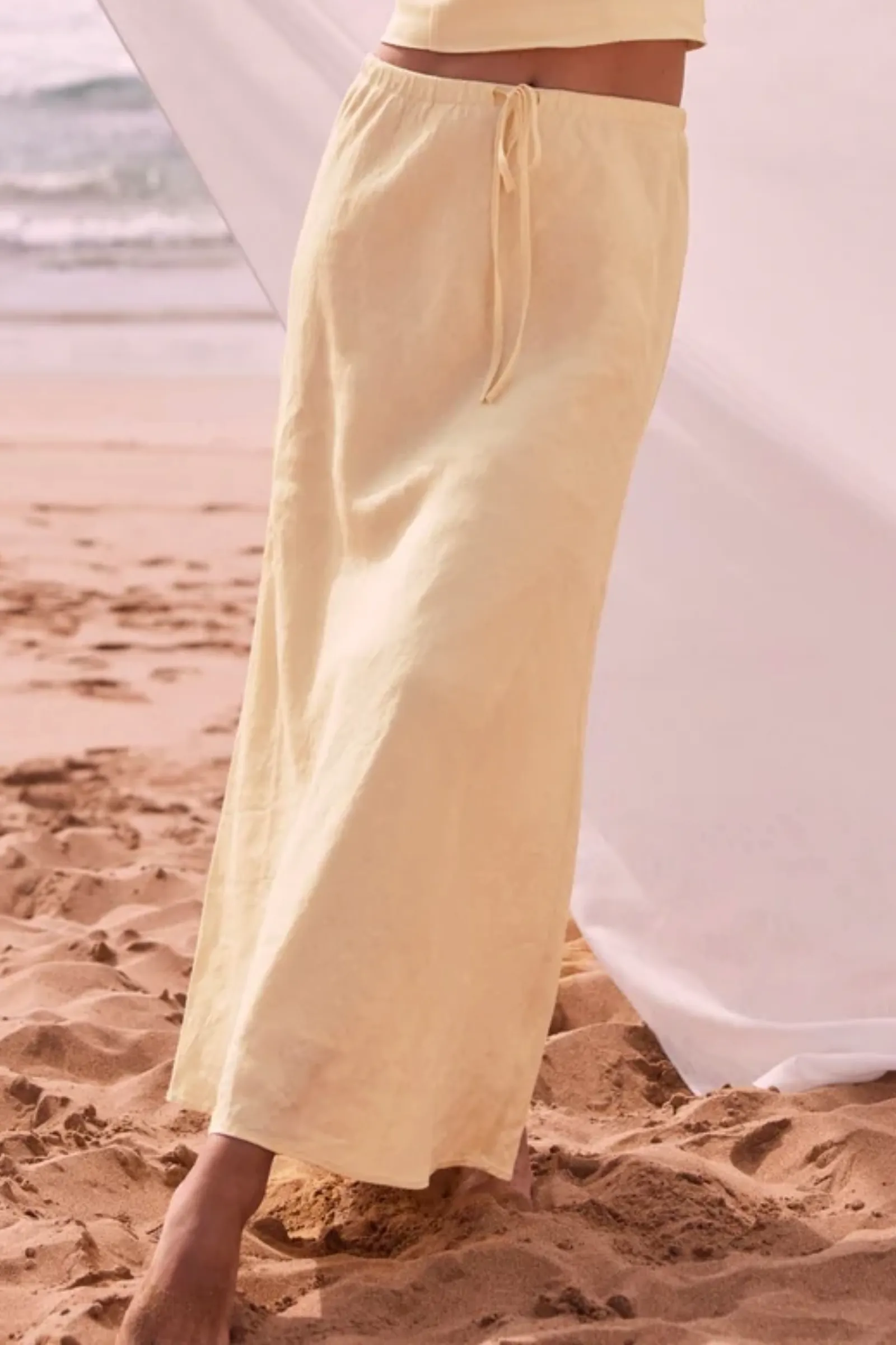 Yellow Linen Maxi Skirt